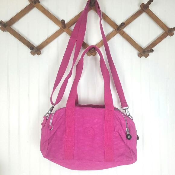 Kipling Bright Pink Nylon convertible Shoulder bag purse - Picture 1 of 9